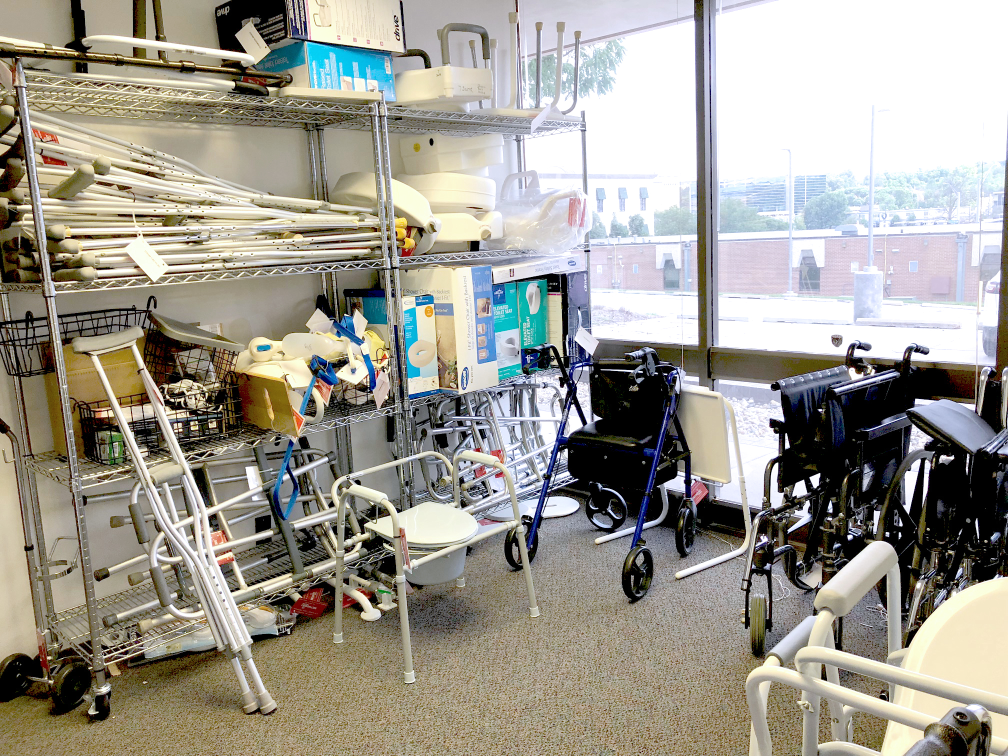 Medical equipment in a storage room