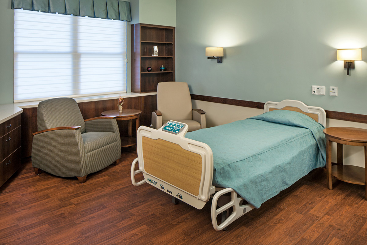 Hospice suites offer a home-like setting for patients and their families.