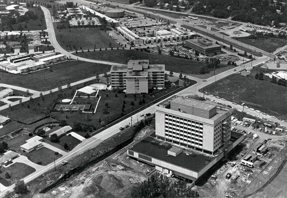 New methodist hospital building located at 84th and Dodge streets in 1968