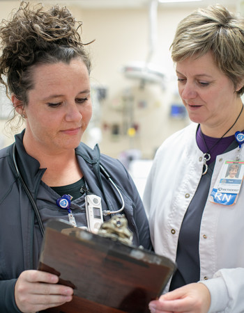 Geriatric resource nurses Jessica Lock and Terri Perry in Methodist Hospital Emergency Department