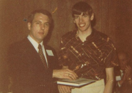 Merl Drey and former Methodist executive Stephen Long around 1980.