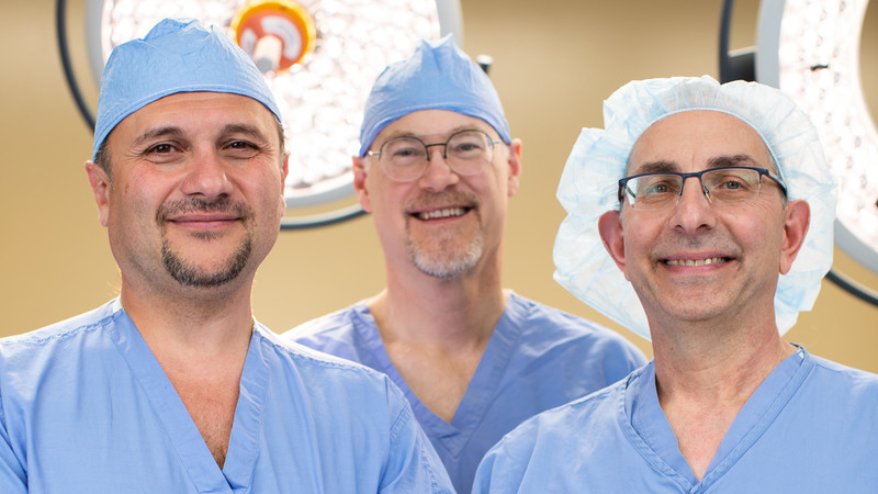 Oleg Militsakh, MD; William Lydiatt, MD; and Mark D'Agostino, MD at Methodist Estabrook Cancer Center