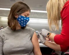 Dr. Jessica Jones getting vaccinated for COVID-19