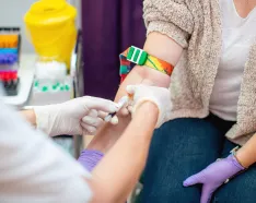 Woman getting blood drawn