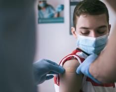 Boy getting vaccine
