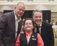 Brady Jorgensen with Council Bluffs Mayor  Matt Walsh and actor Richard Horvitz at  the 2017 Spirit of Courage event