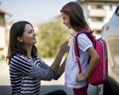 Mother and daughter before school