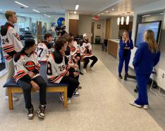 Omaha Lancers visit Methodist Hospital cancer patients
