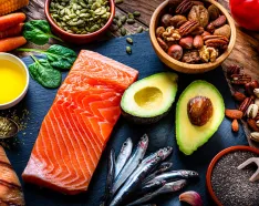 Photo showing examples of foods that are part of the Mediterranean Diet