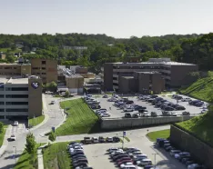 Aerial view of Methodist Jennie Edmundson campus in Council Bluffs, Iowa