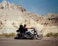 Mark Deras on his Harley-Davidson