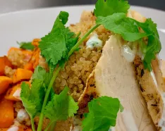 Image for post: Healthy Recipe: Sautéed Chicken with Quinoa and Roasted Sweet Potatoes