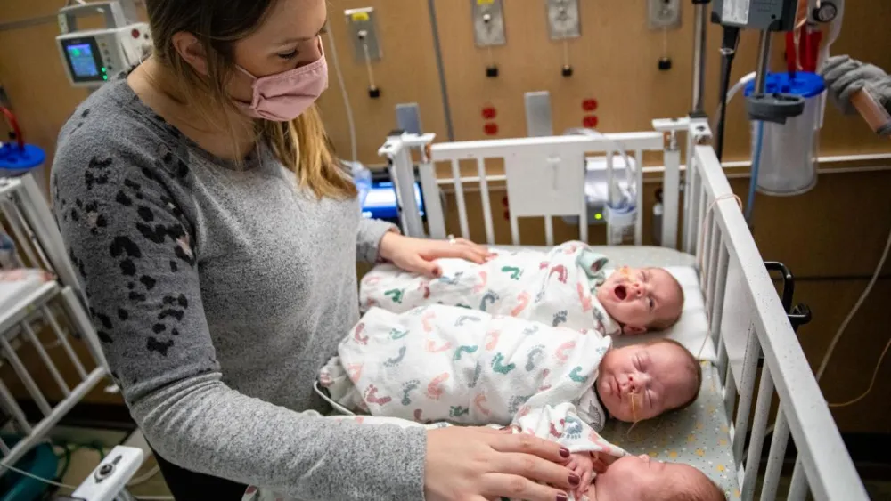 Molly Seals with her triplets