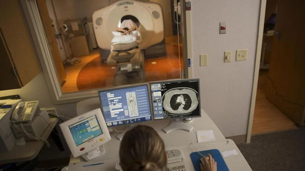 Patient undergoing CT scan