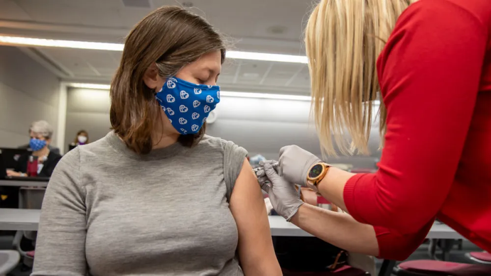 Dr. Jessica Jones getting vaccinated for COVID-19
