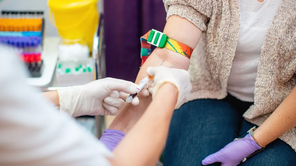 Woman getting blood drawn