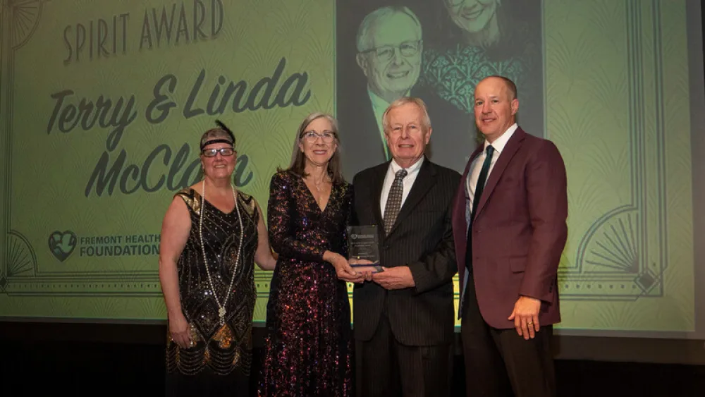 Terry and Linda McClain, the 2023 recipients of the Spirit of the Fremont Health Foundation Award