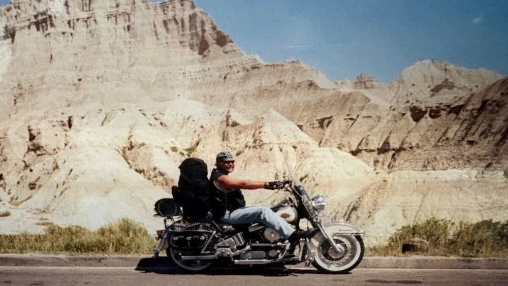 Mark Deras on his Harley-Davidson