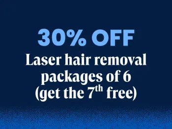 30% off laser hair removal packages of six (get the seventh free)