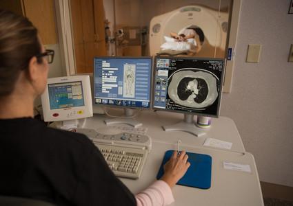 Patient undergoing CT scan