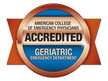 Bronze Award from American College of Emergency Physicians - Accredited Geriatric Emergency Department